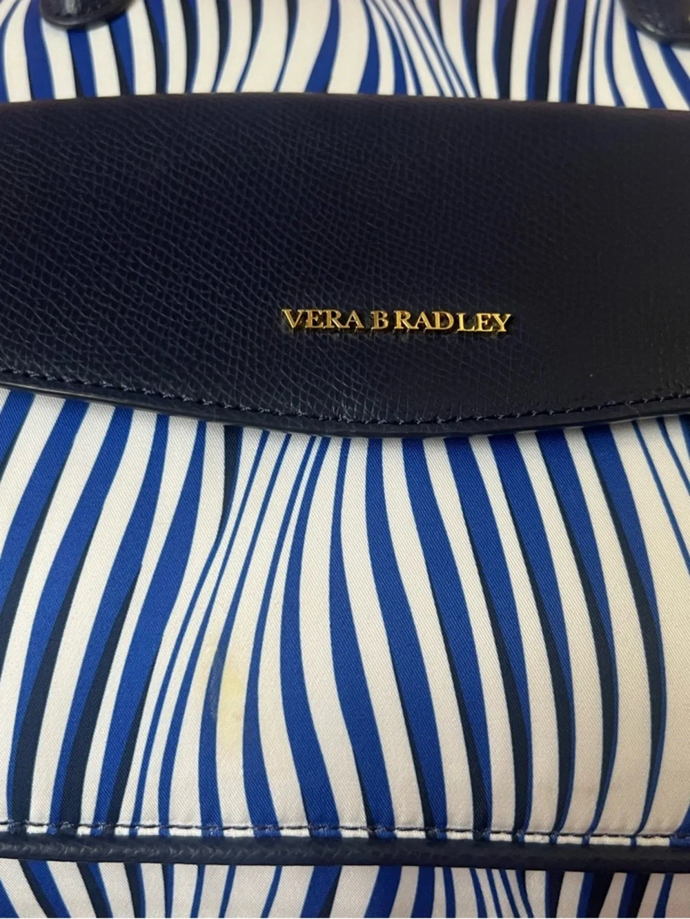 Vera Bradley Navy and White Wave Stripe Satchel - Picture 11 of 16